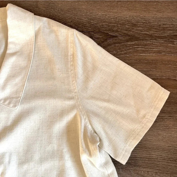 TravelSmith | Cream Linen Blend Button Up Collared Blouse Women’s Medium Travel - Picture 5 of 7